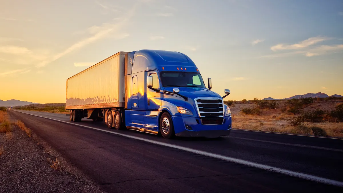Long Haul Semi Truck On a Rural Western USA Interstate Highway