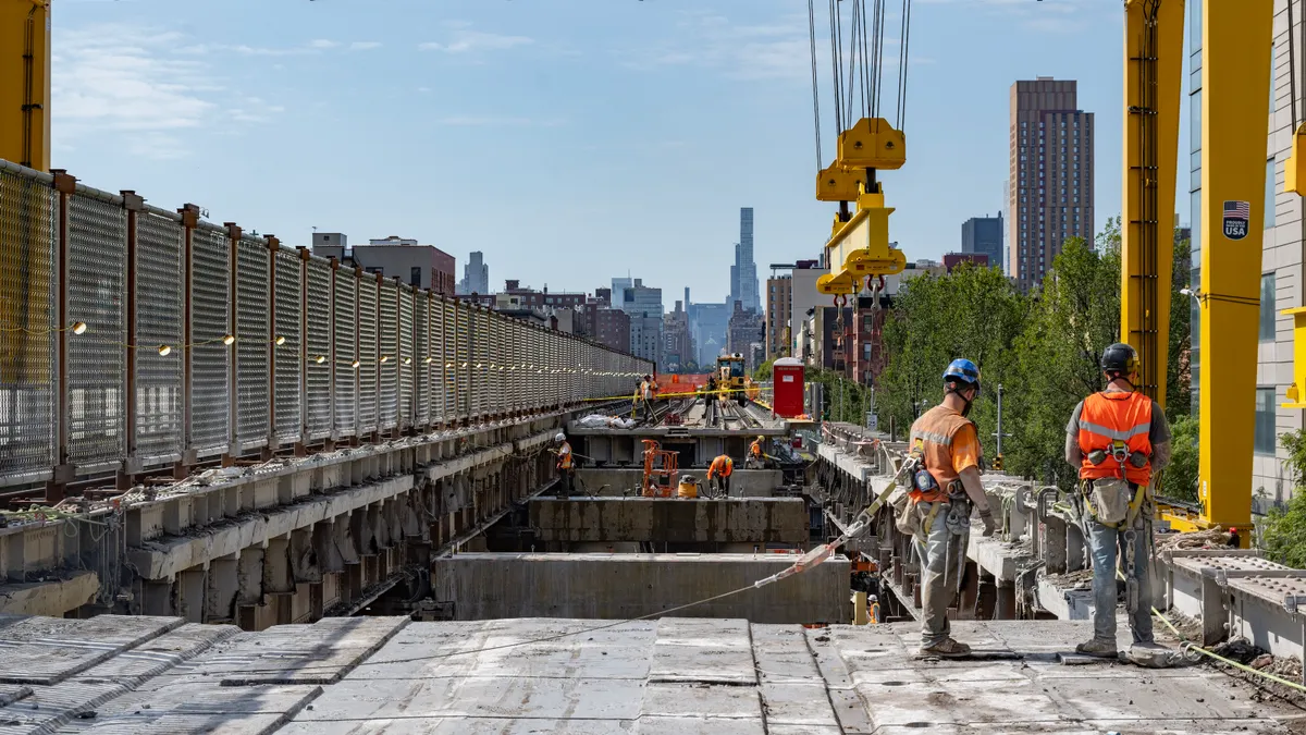 Workers on the Park Avenue Viaduct project