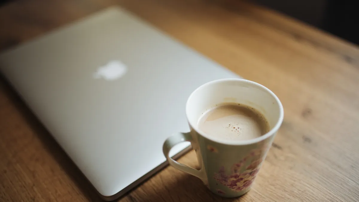 A home desk setup is displayed in preparation for remote work.