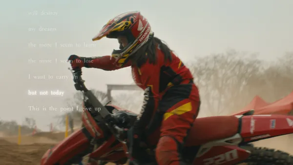 Motorbike rider in Honda ad