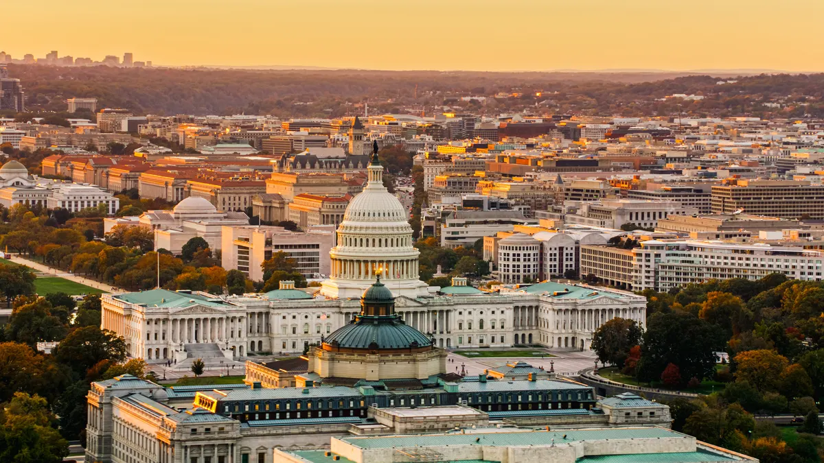 Helicopter shot of Capitol Hill in Washington, D.C.
