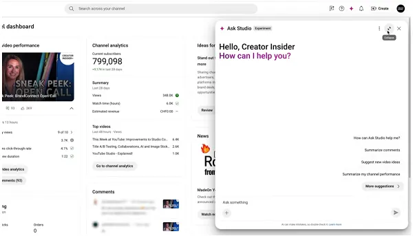 YouTube Ask Studio