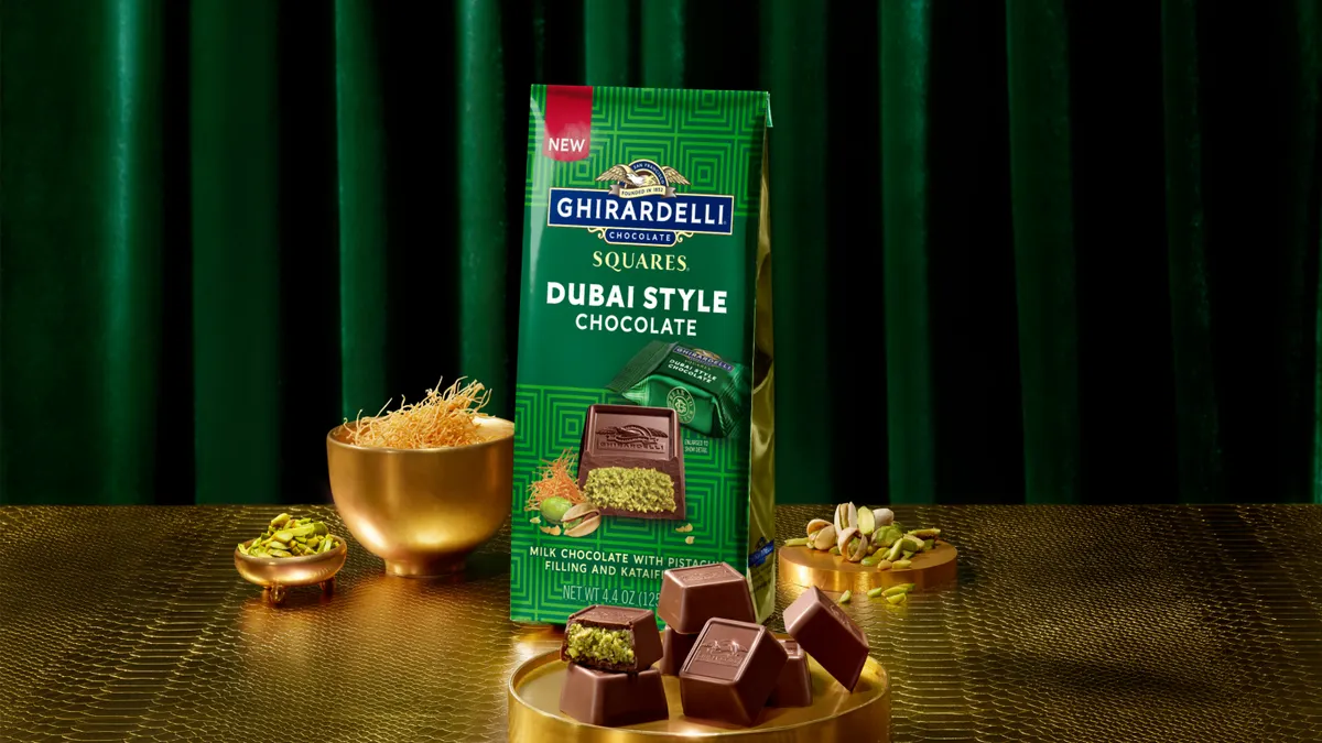 Squares of Ghirardelli's Dubai-inspired chocolate squares