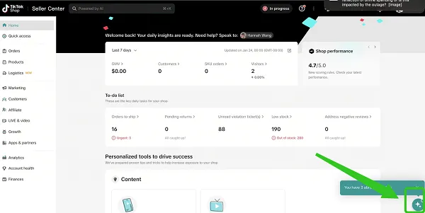 TikTok Shop assistant
