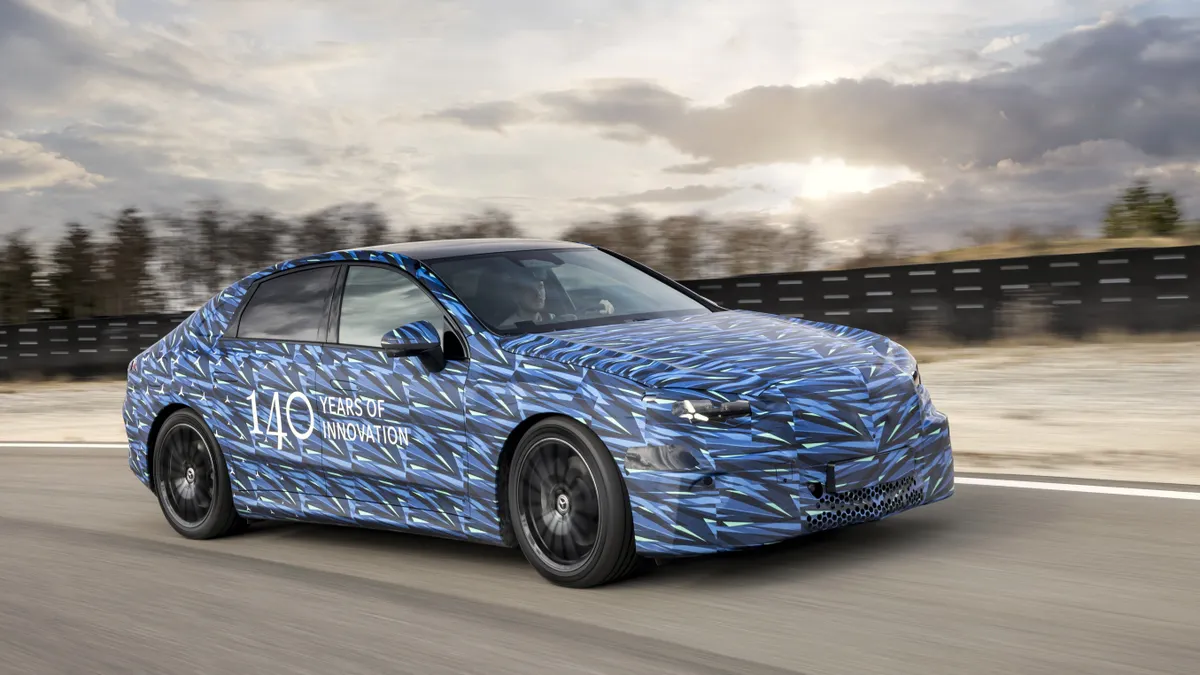 The Mercedes-Benz C-Class Electric prototype in motion at Mercedes' Immendingen  facility in Germany.