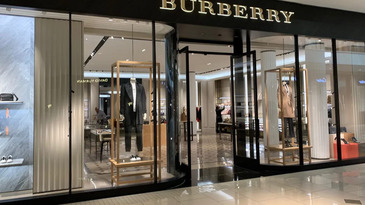 External shot of a Burberry storefront.