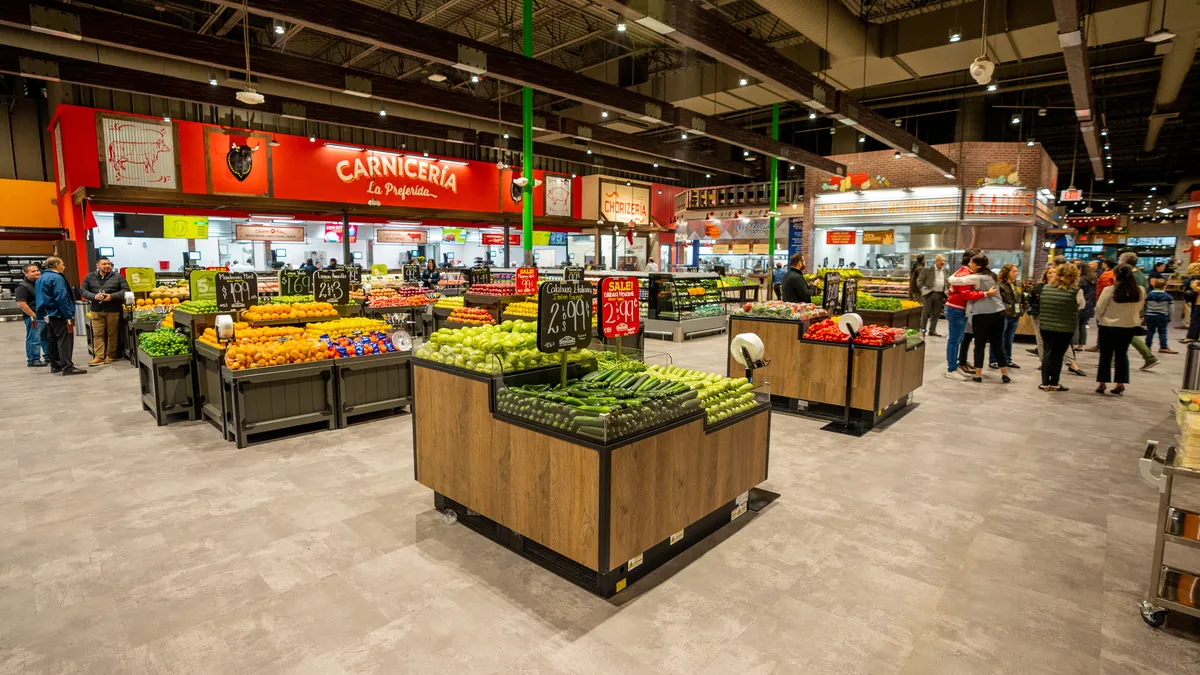 Interior of a grocery store.