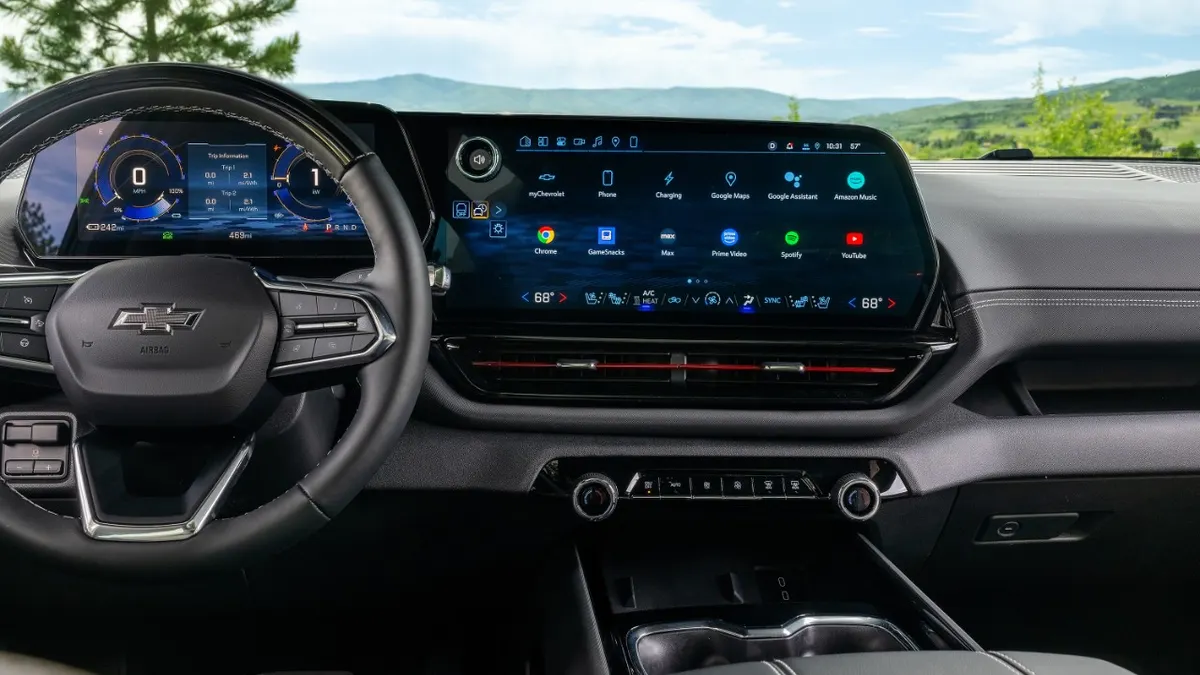 The dashboard and display screens in the 2026 2026 Chevrolet Silverado EV.