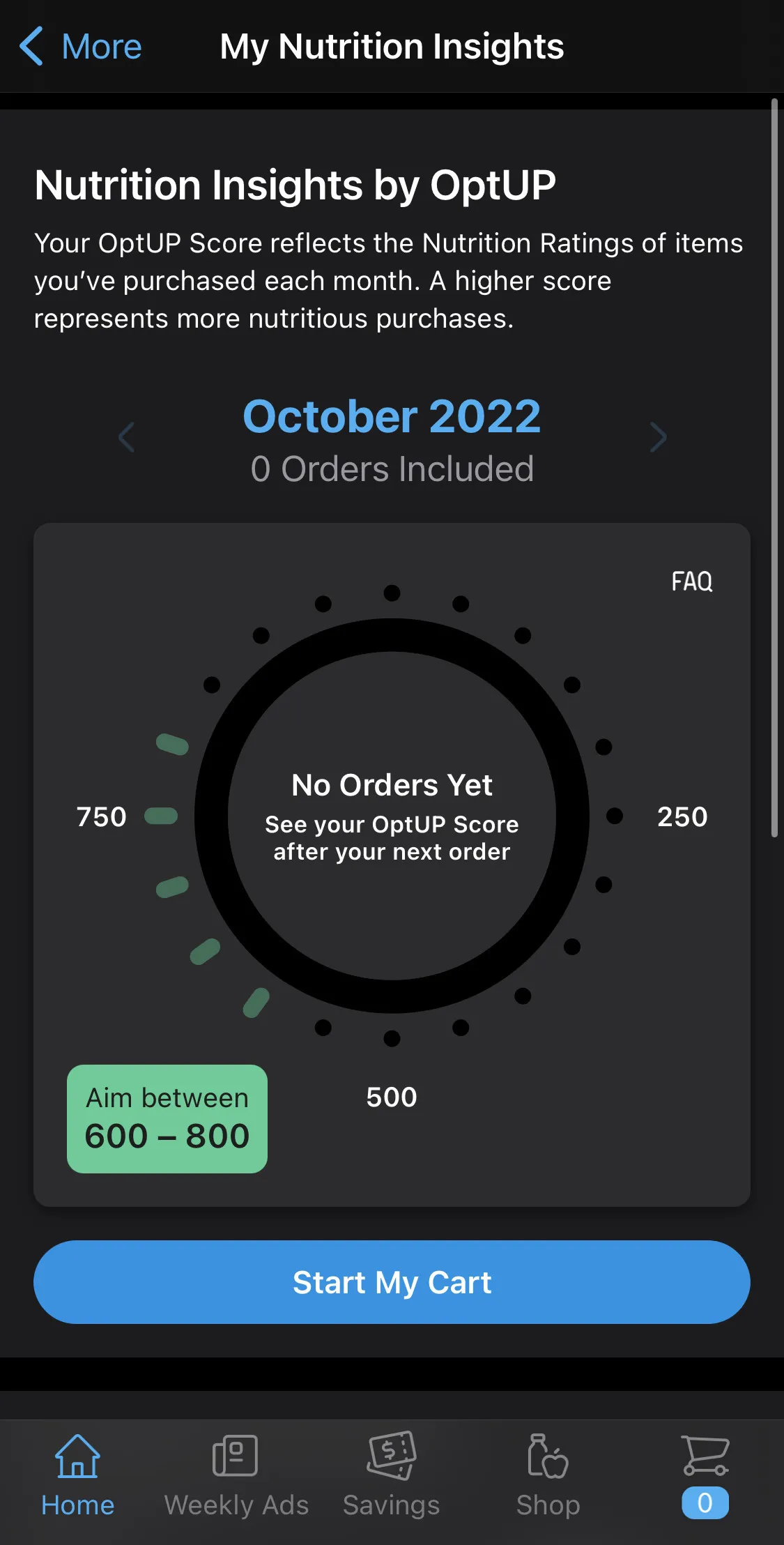 A screenshot of a app showing nutrition insights