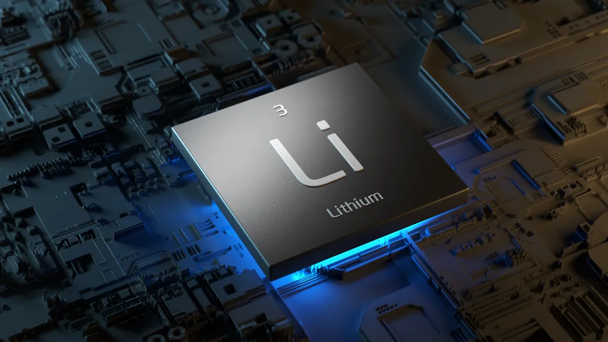 The lithium periodic table element. Lithium is used to build electric vehicle batteries.