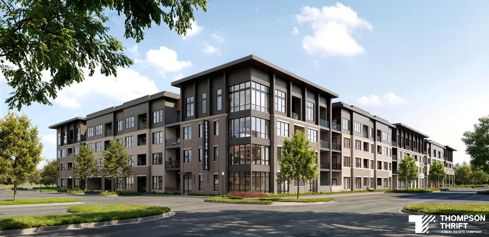 Rendering of an apartment building in Indiana.