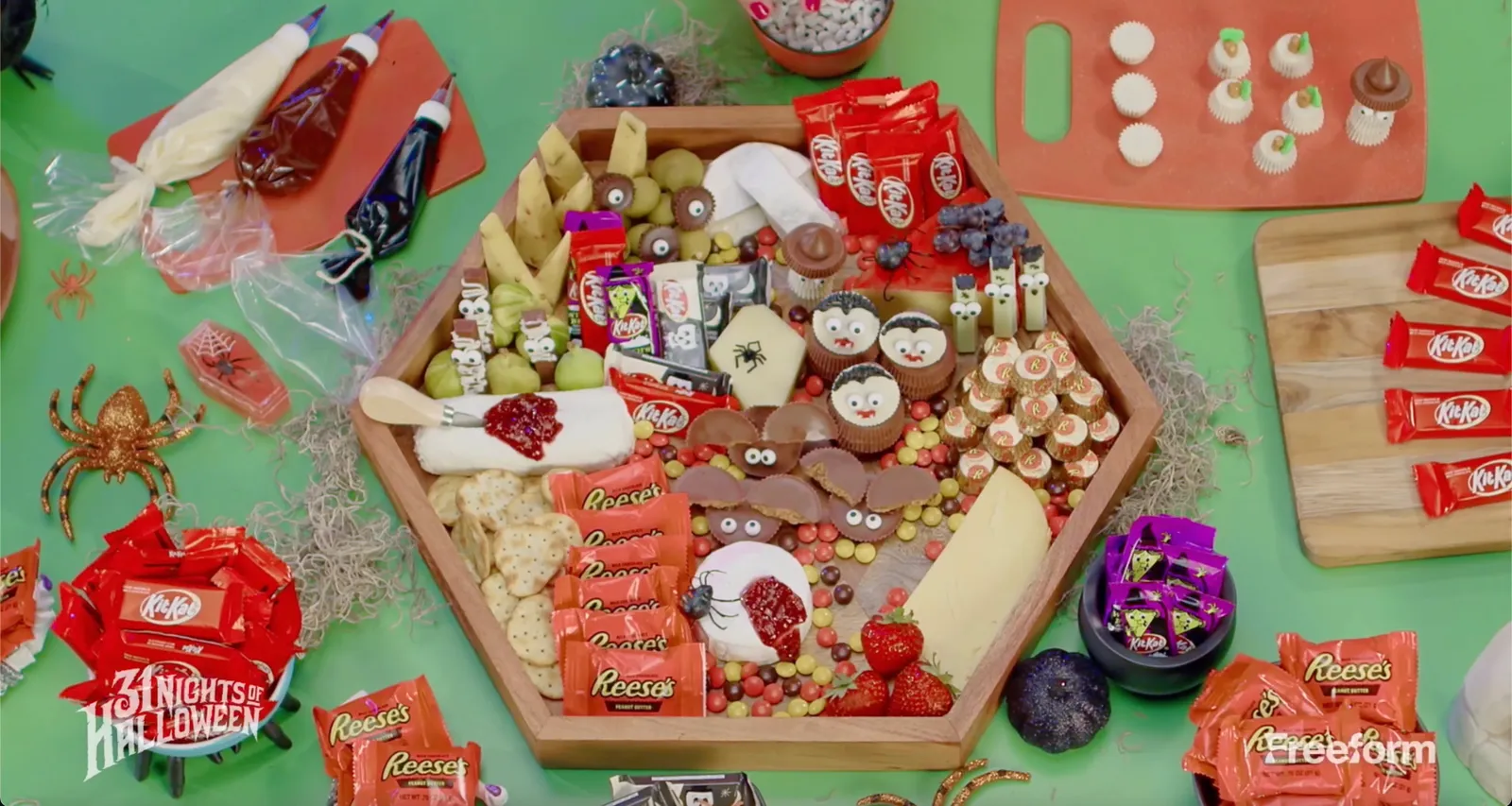 Spooktacular Charcuterie Board made of KitKat and Reese's products