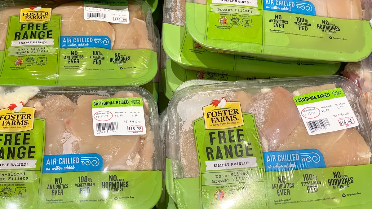 Chicken from Foster Farms is seen in a grocery store