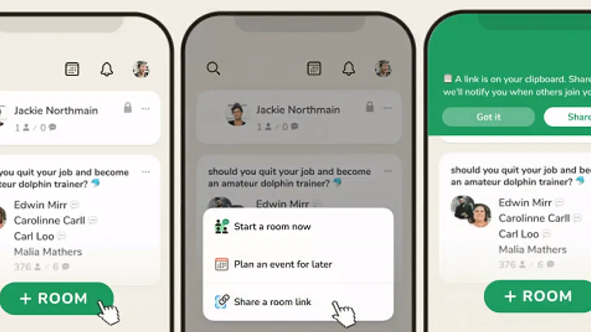 Clubhouse link sharing