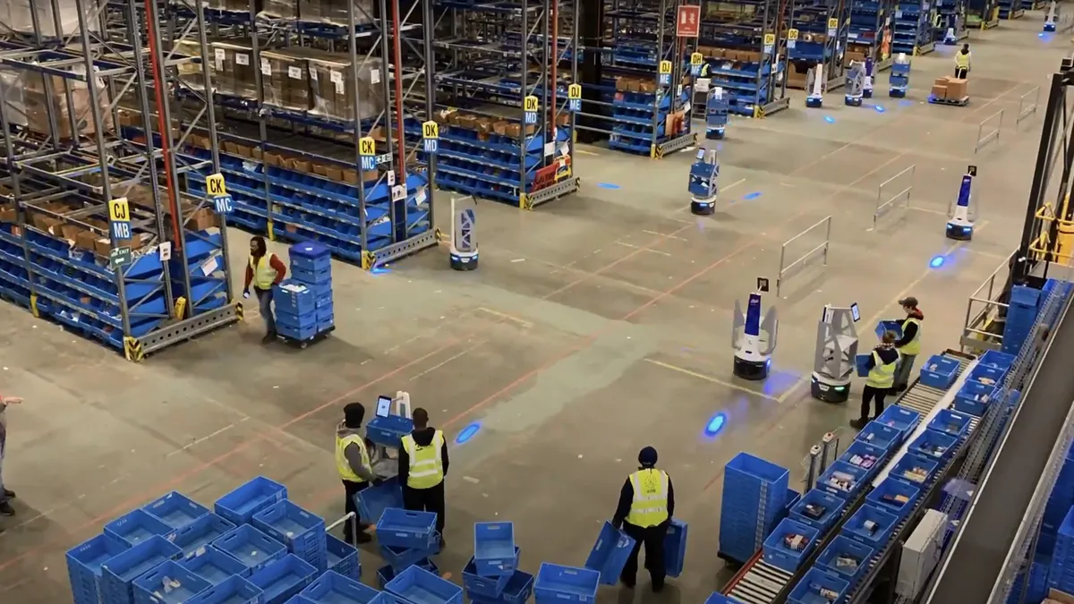 Locus robots being used in a warehouse. Image provided by Locus Sept. 2020.