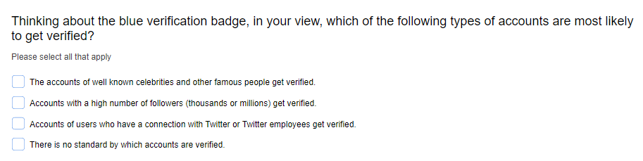 Twitter verification survey