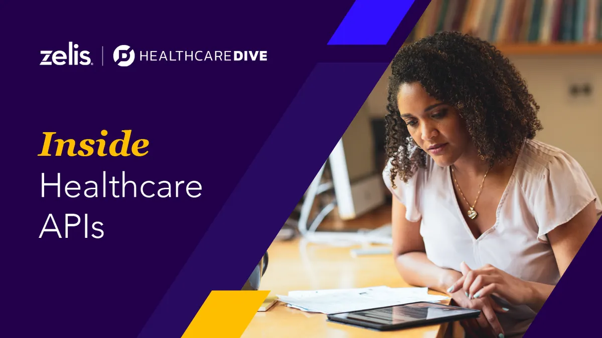 This image depicts the podcast series image for Zelis's Healthcare Dive series, "Inside Healthcare APIs"
