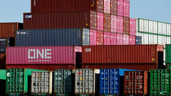 large colorful shipping containers stacked