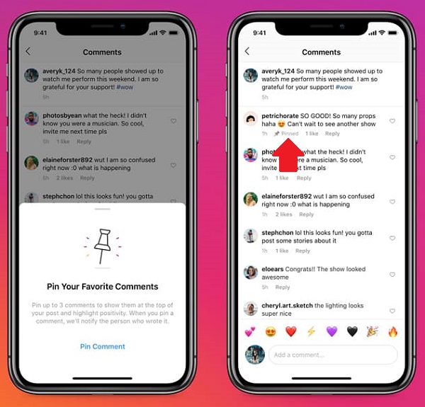 Instagram pin comments