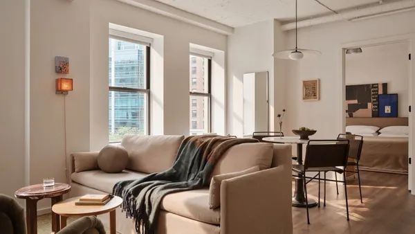 The inside of a Mint House apartment-style hotel unit at 1010 Vermont in Washington, D.C.