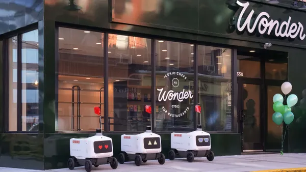 Sidewalk devilry robots in front of a Wonder location.