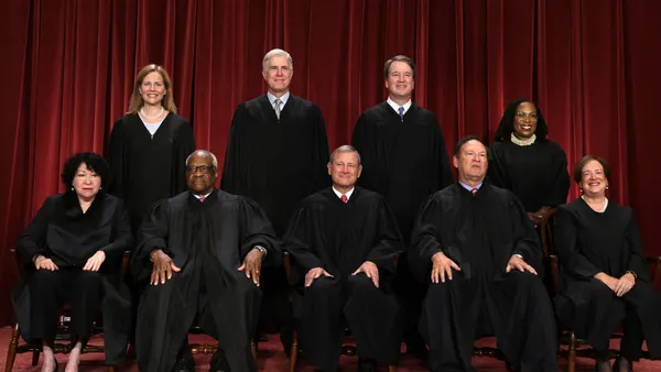 Supreme Court Chief Justice John G. Roberts and associate justices