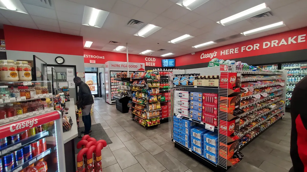 A photo of the interior of a Casey's convenience store in Drake.