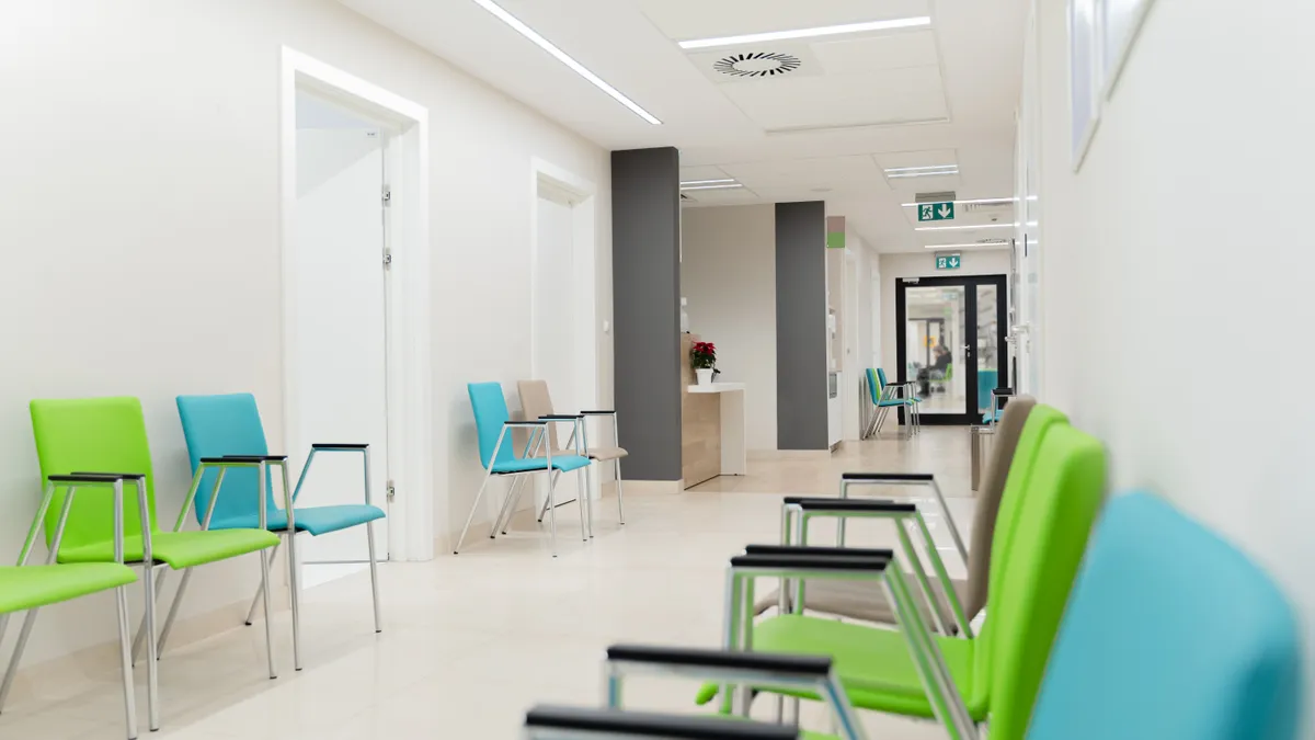 An aesthetic waiting room in a clean modern private healthcare clinic