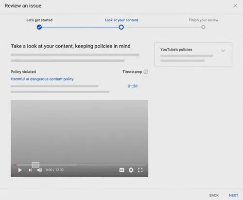 YouTube policy violations