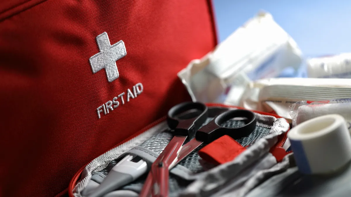 First aid articles closeup