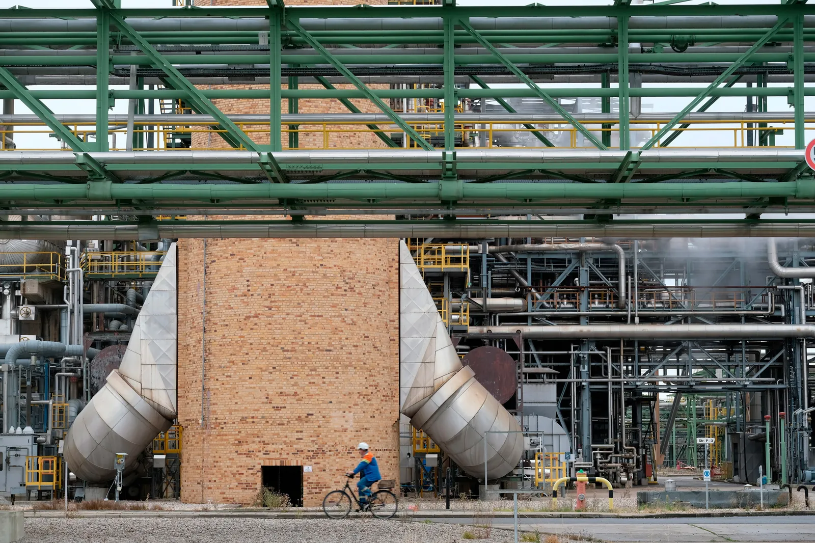 The exterior of a chemical recycling plant in Leipzig, Germany