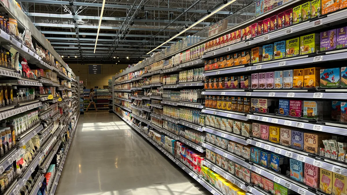 Center store aisle at a grocery store