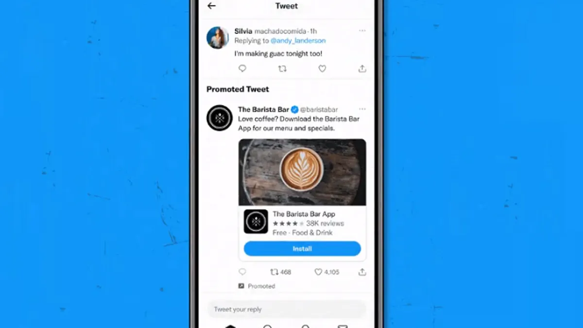 Twitter app install ad example