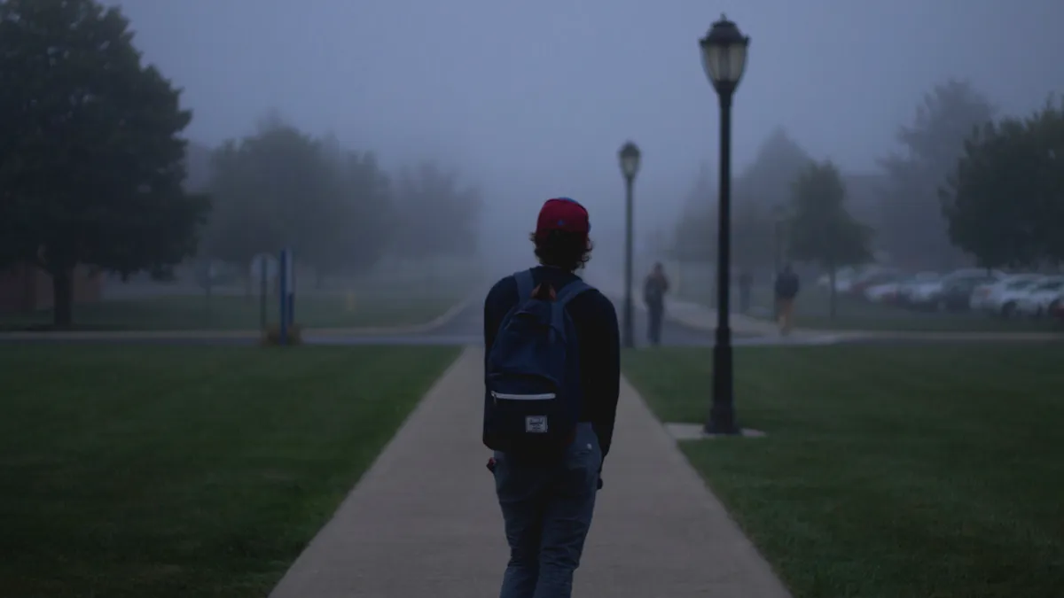 Student walking alone