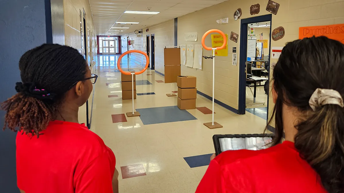 drones in school hallway