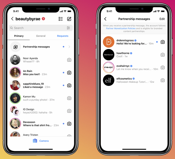 Instagram brand content inbox