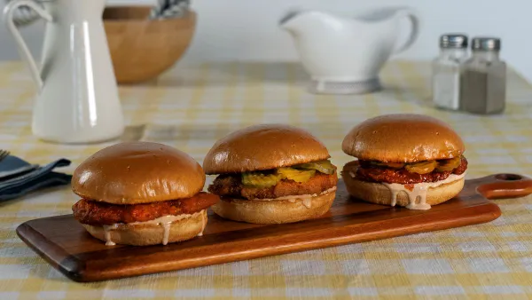 A photographof three sandwiches at Dickey's