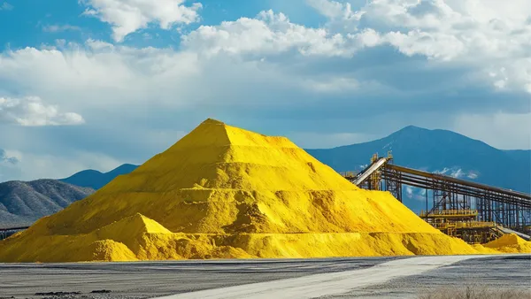 A large mound of sulfur used by Lyten in lithium-sulfur batteries.