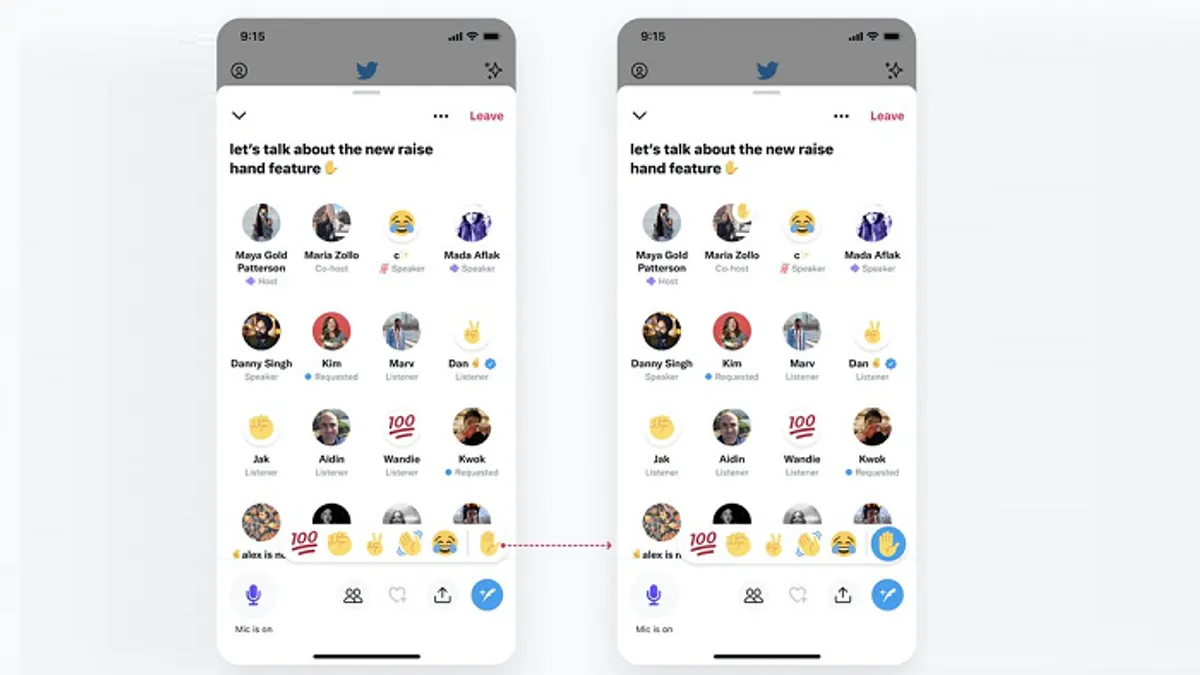 Twitter Spaces raised hand