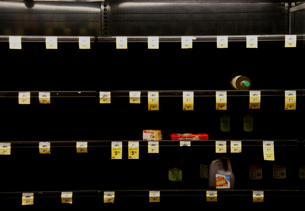 empty shelves after snow storm