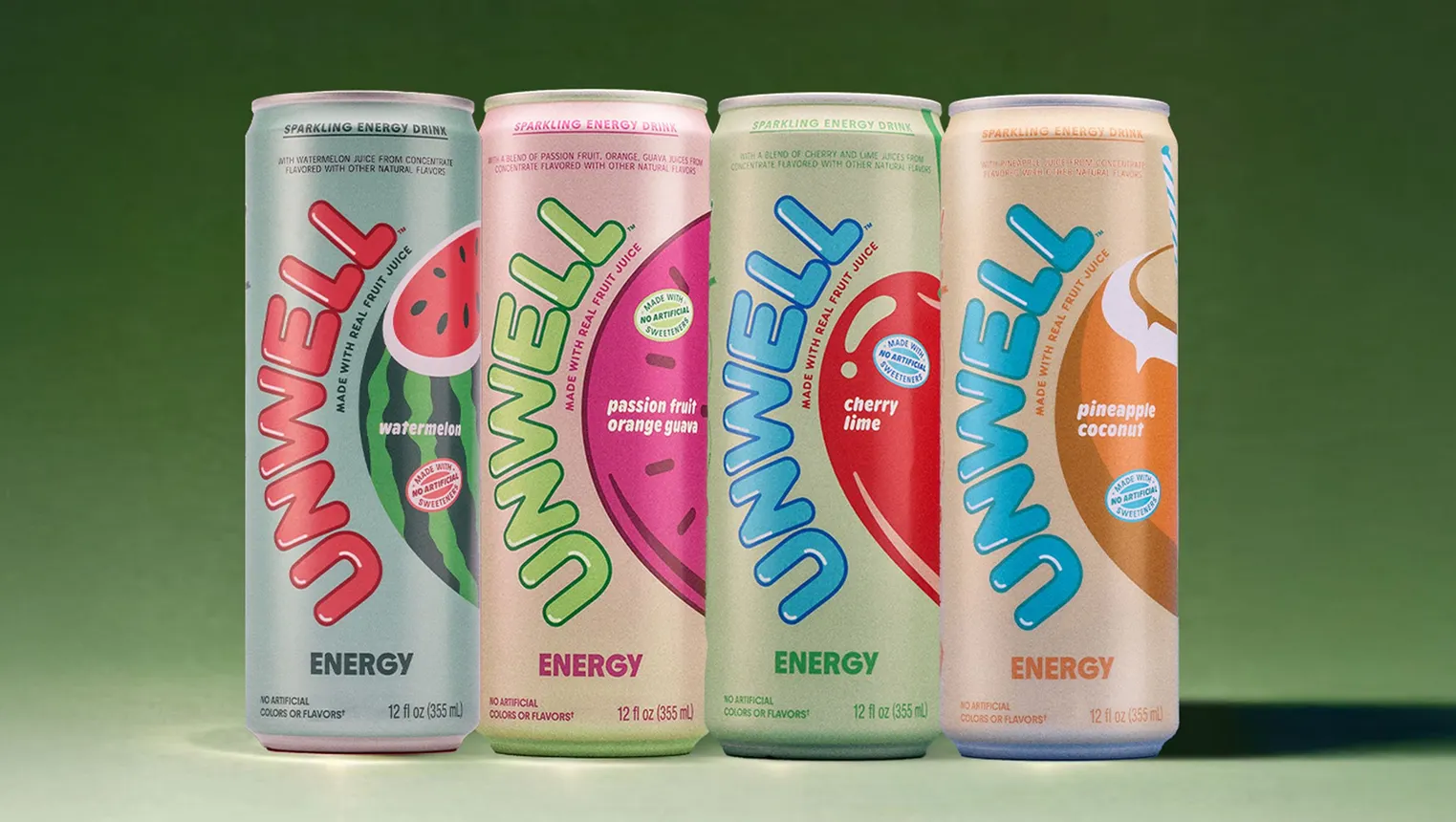 A promotional photo of Unwell Energy cans.