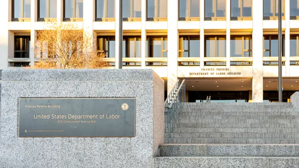 A view of the exterior of the Department of Labor building.