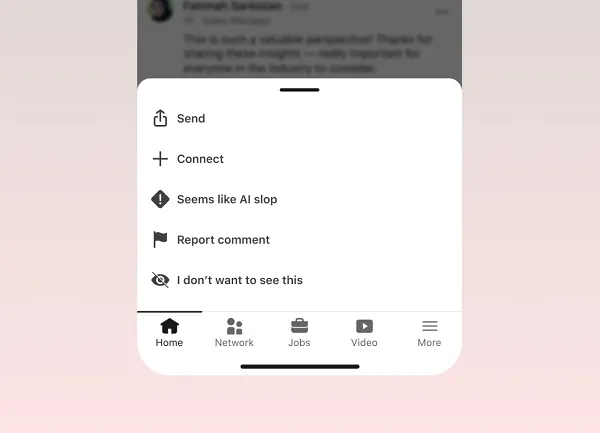 LinkedIn AI slop button