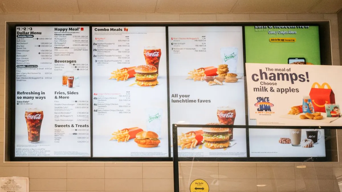 A photo of McDonald's menu