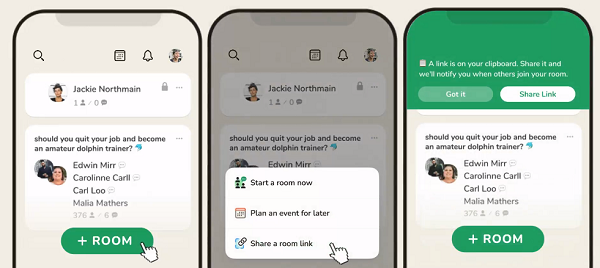 Clubhouse link sharing