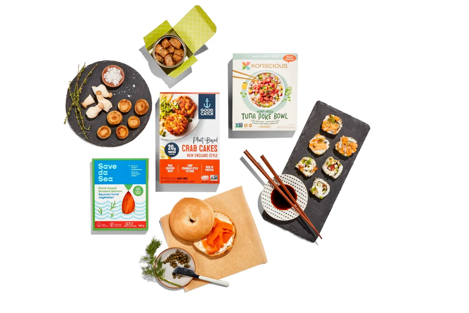 Plant-based seafood products.