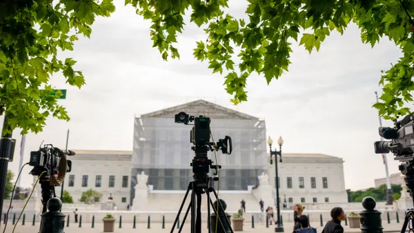 Cameras set up outside the U.S. Supreme Court