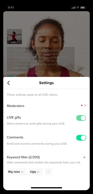 TikTok live streaming update