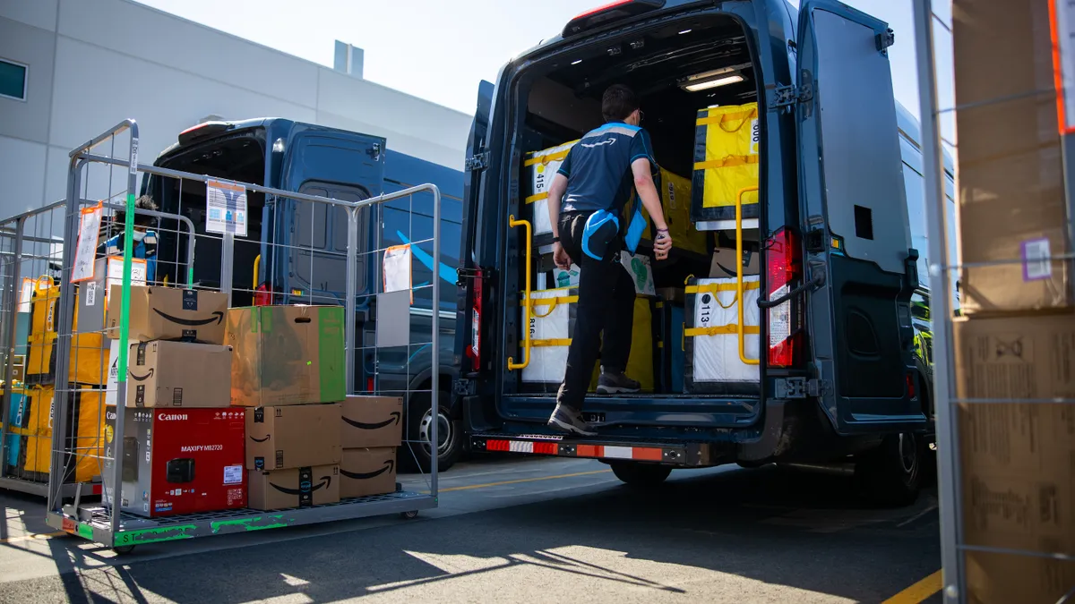 Amazon driver delivery van