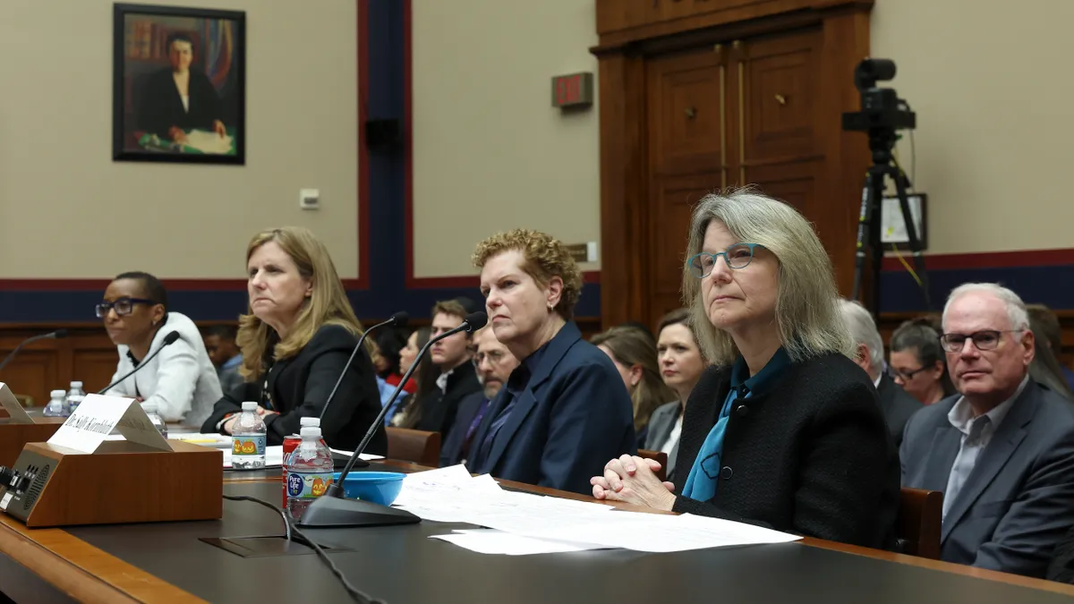 Claudine Gay, Liz Magill, Pamela Nadell, and Sally Kornbluth testify before the House Education and Workforce.